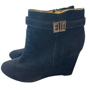 Elaine Turner Sasha Women's Black Suede Wedge Ankle Booties Size 9